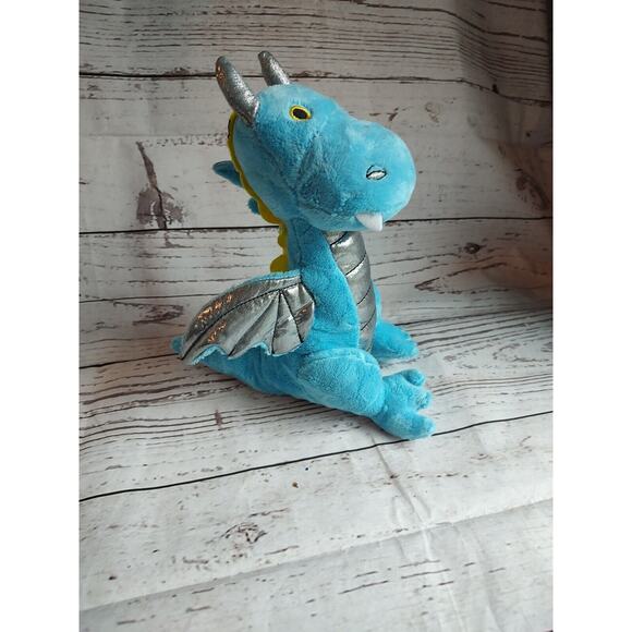 Metallic Blue Dragon Stuffed Animal Plush New Without Tags - Picture 1 of 7
